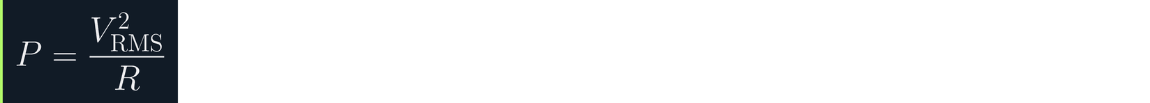 P equals V RMS squared over R